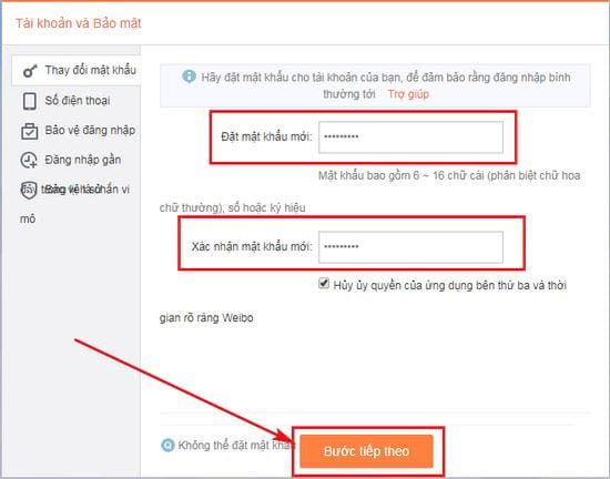 doi mat khau weibo nhu the nao
