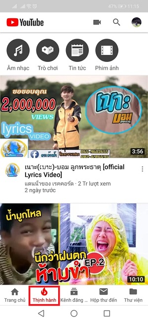 Thu thuat xem top thinh hanh youtube