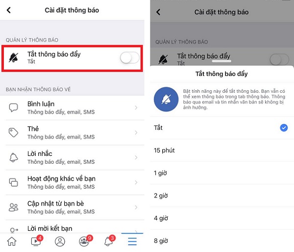 Cach tat thong bao facebook tren samsung iphone