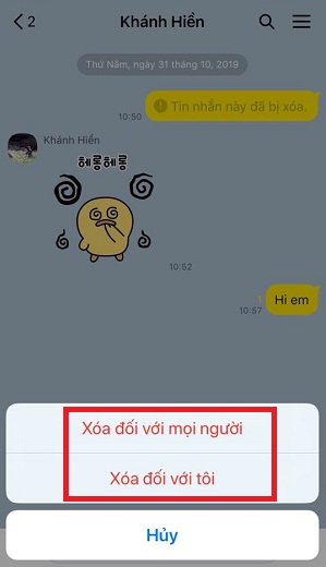 xoa tin nhan da gui tren kakaotalk tren dien thoai don gian