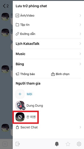 Cac buoc bo chan ban be tren kakaotalk 