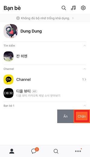 chan bo chan ban be tren kakaotalk