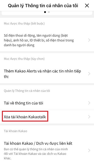 xoa tai khoan kakaotalk sieu de