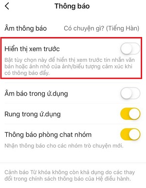 Thu thuat hien thi xem truoc tin nhan kakaotalk