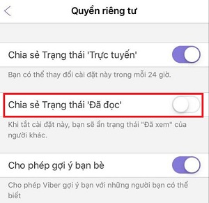 hien thi trang thai da xem tren viber