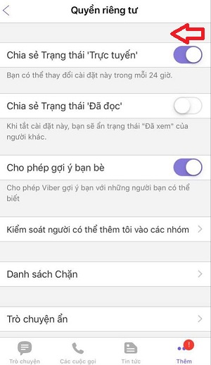  an trang thai truc tuyen tren viber sieu de