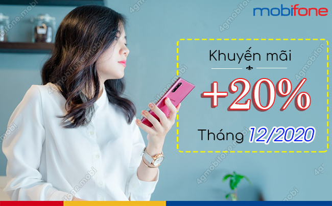 MobiFone khuyen mai the nap 20% thang 12/2020 