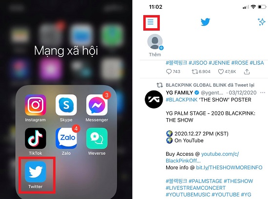 cach dang xuat Twitter tren dien thoai 